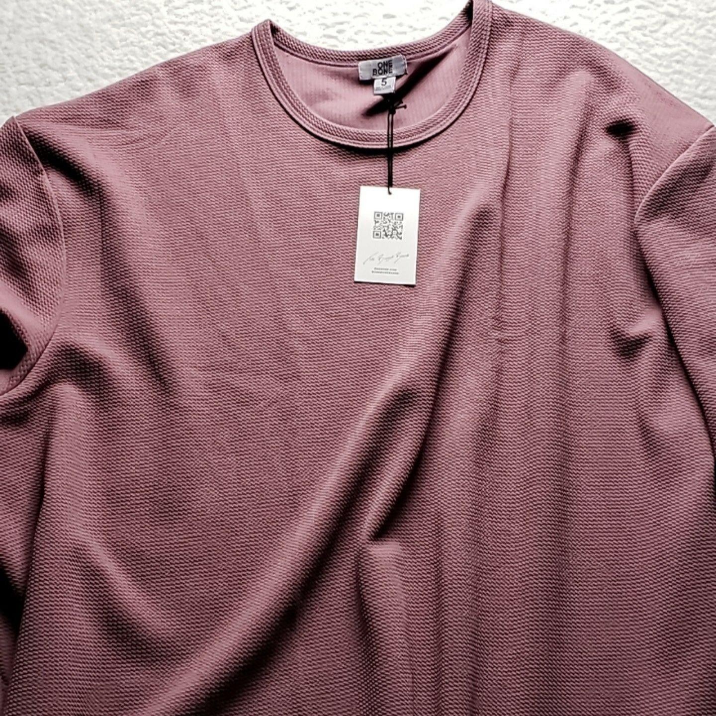 One Bone Shirt Mens 5xl Pink Long Sleeve Textured Knit Crewneck Stretch Tee